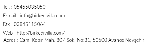 Bir Kedi Villa telefon numaralar, faks, e-mail, posta adresi ve iletiim bilgileri